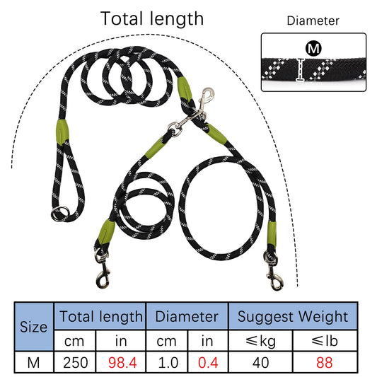 Laisse double pour 2 chiens 