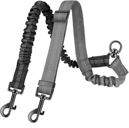 Laisse double pour chien qui tire gris et noir 