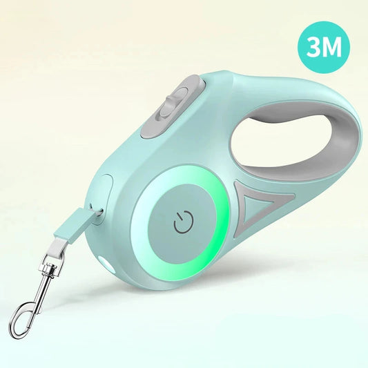 laisse verte économique pour chien. Cette laisse est lumineuse et possède 3m de corde pour maintenir votre chien. Image produit Boutiquechien