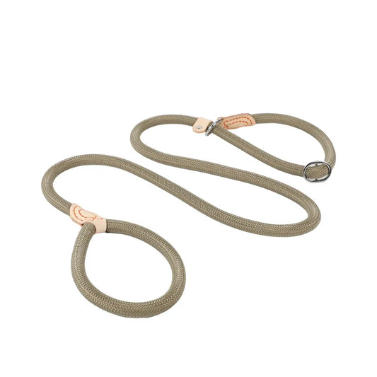 Laisse lasso avec frein beige