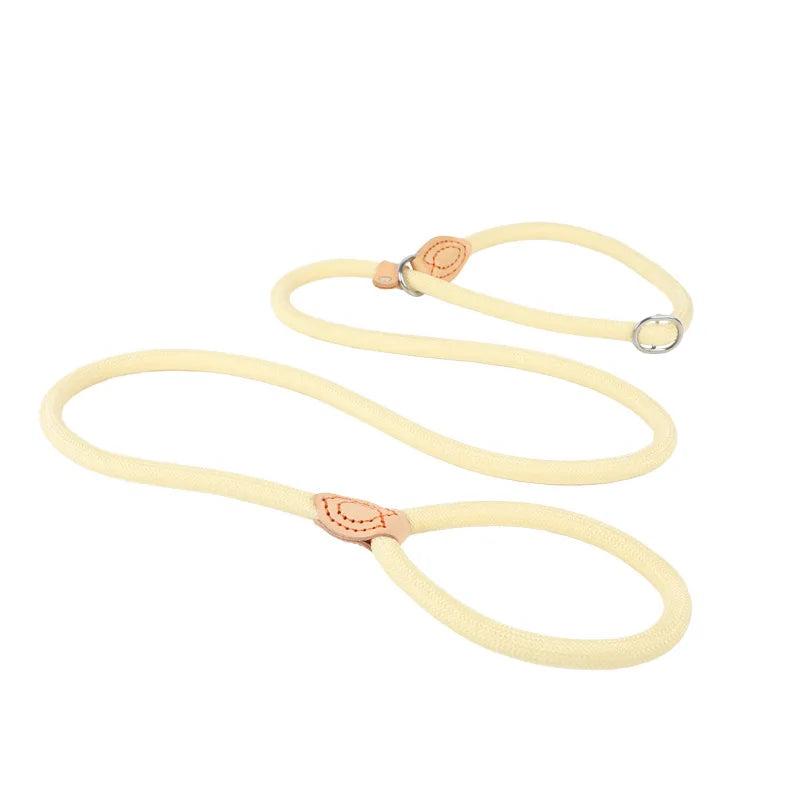 Laisse lasso avec frein blanc