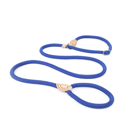 Laisse lasso avec frein bleu fonce