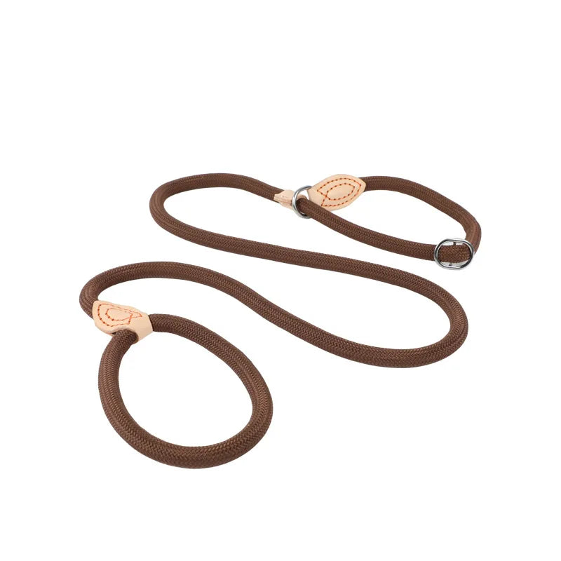 Laisse lasso avec frein brun