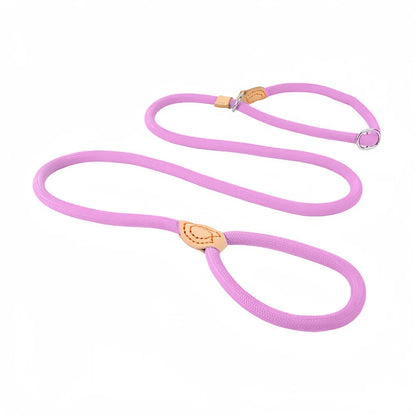 Laisse lasso avec frein rose