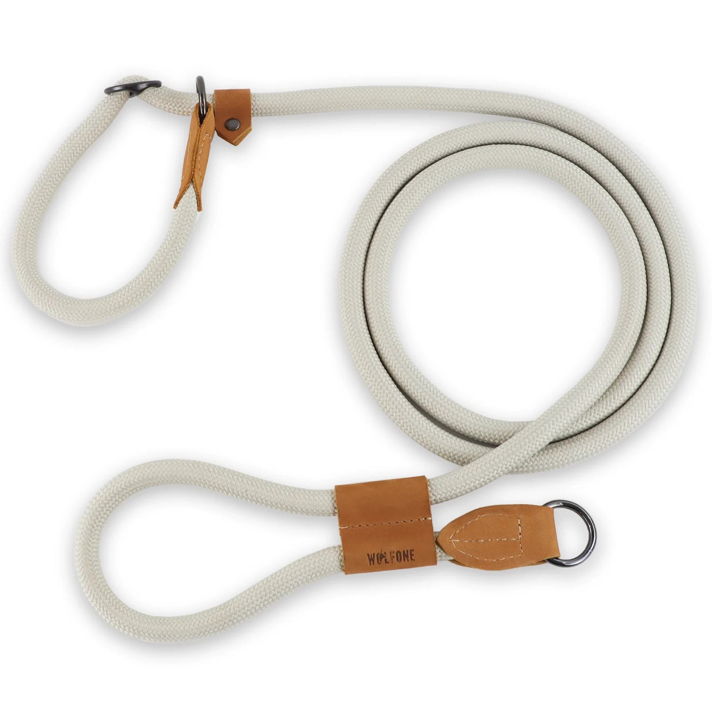 laisse lasso gris pour chien renforcé en nylon. La laisse permet des promenades en mains libres. Image produit Boutiquechien