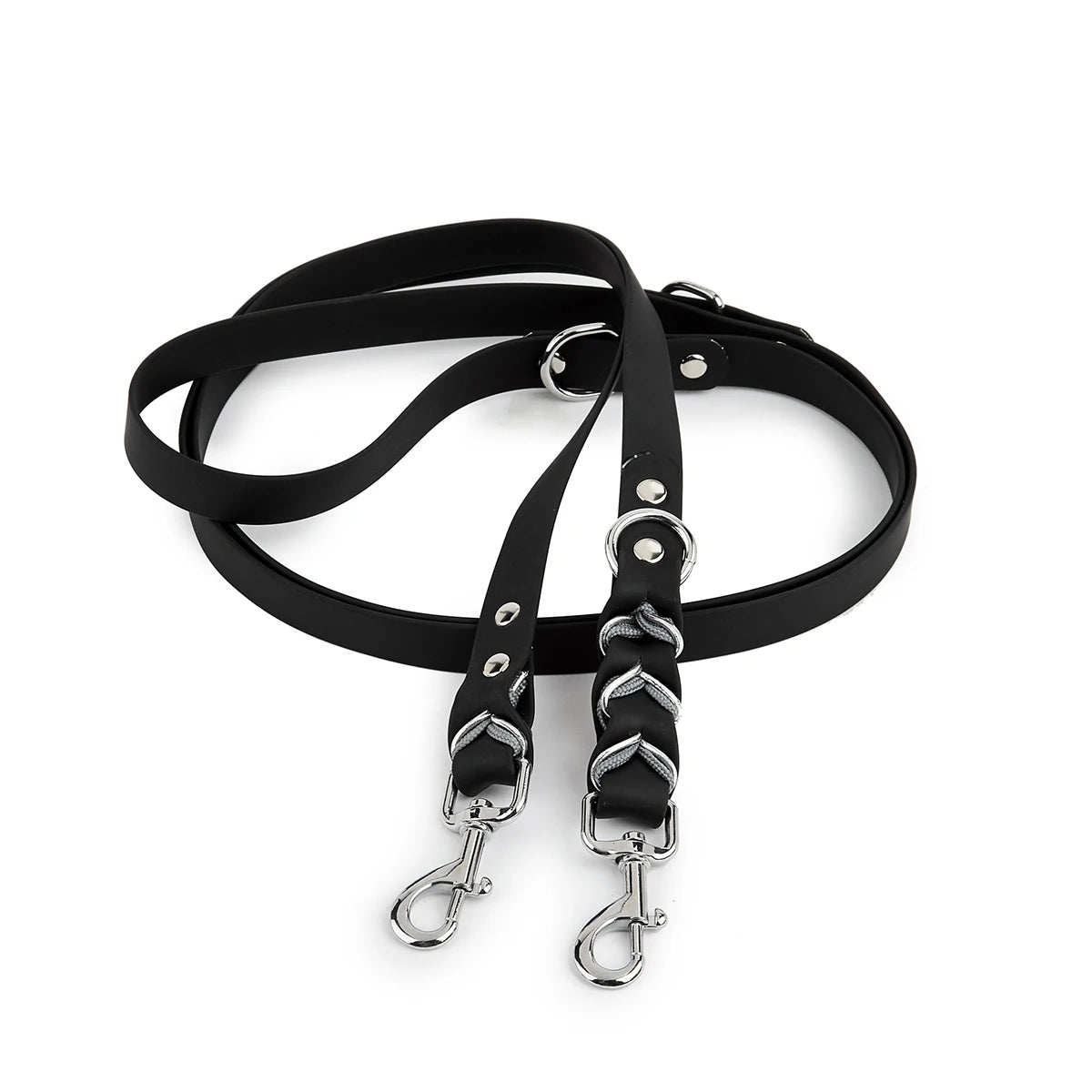 laisse lasso noir pour chien en caoutchouc résistant et durable. Laisse lasso design de boutiquechien