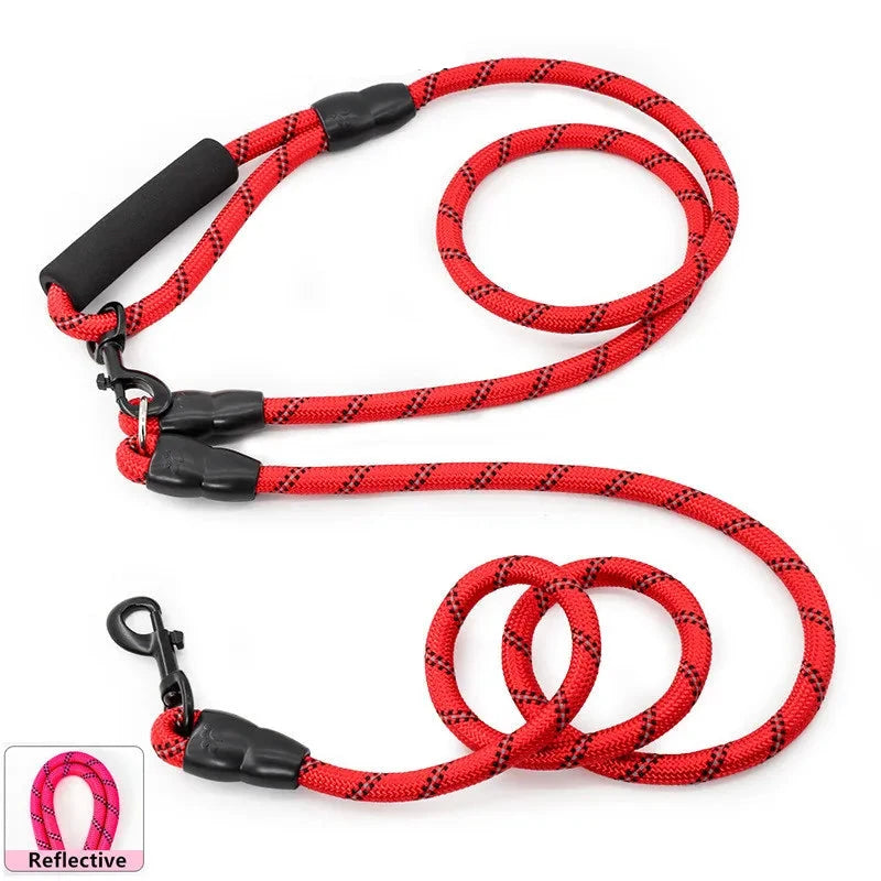 Laisse lasso de couleur rouge réfléchissante pour les chiens. Produits trosi en 1. Image produit Boutiquechien