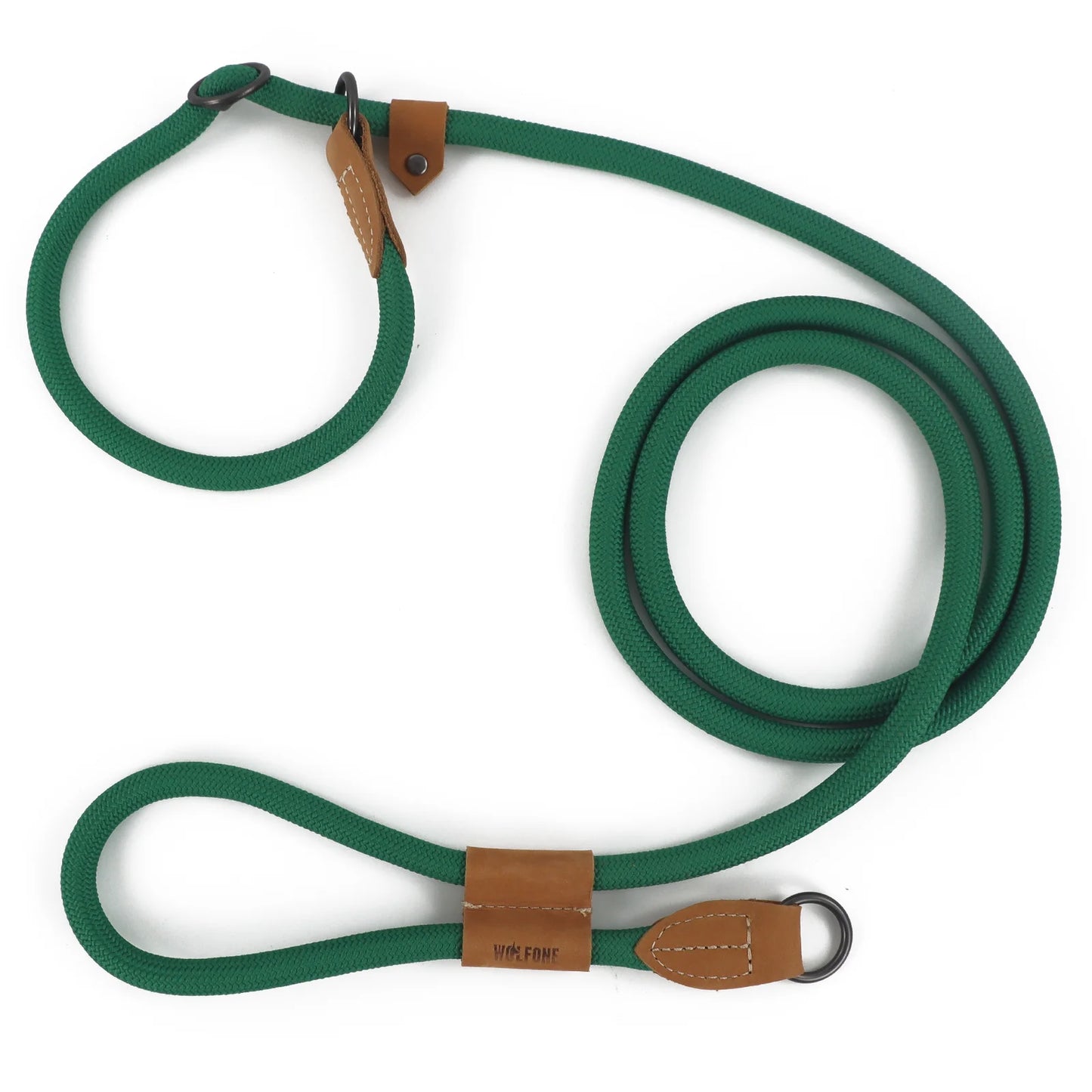 laisse lasso verte pour chien renforcé en nylon. La laisse permet des promenades en mains libres. Image produit Boutiquechien