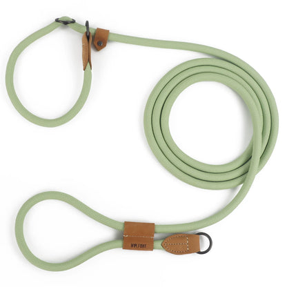 laisse lasso vert pour chien renforcé en nylon. La laisse permet des promenades en mains libres. Image produit Boutiquechien
