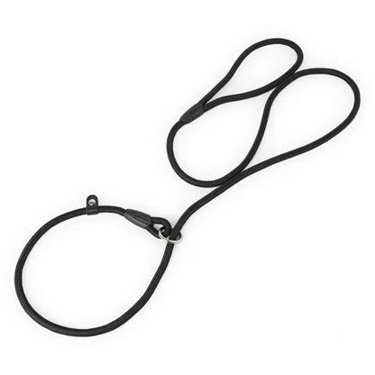 Laisse lasso fait en nylon résistant de couleur noir. Laisse parfait pour promener facilement votre chien. Image produit Boutiquechien