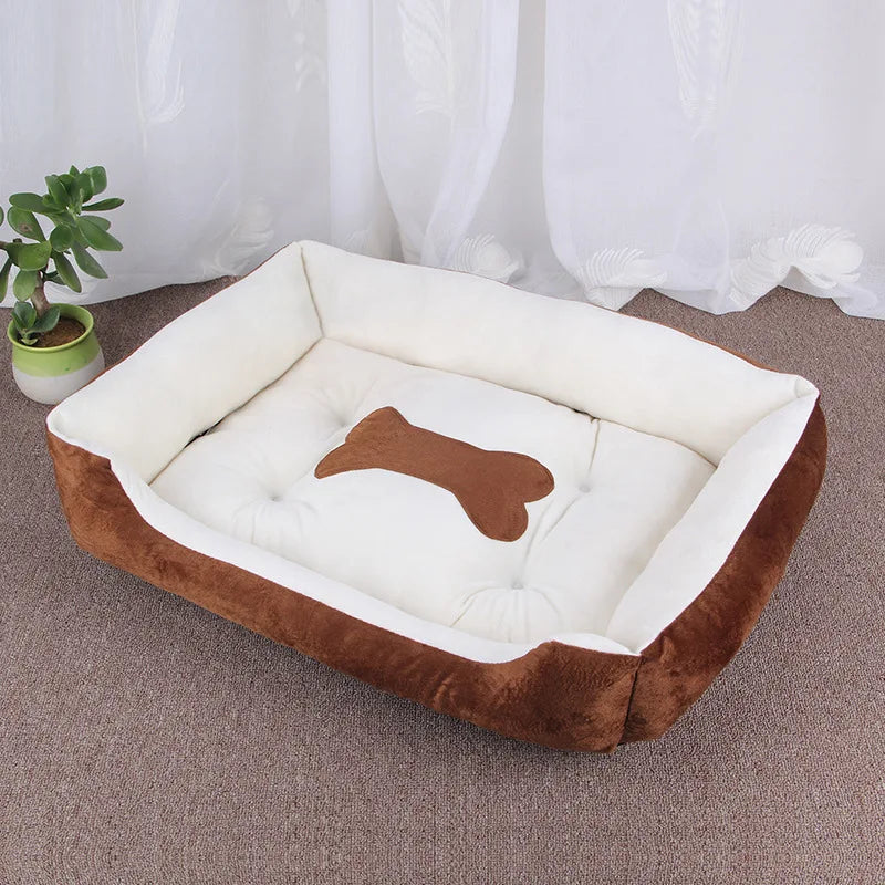 panier pour chien de couleurs brun et blanc avec motif de os brun pour chien. image produit de boutiquechien