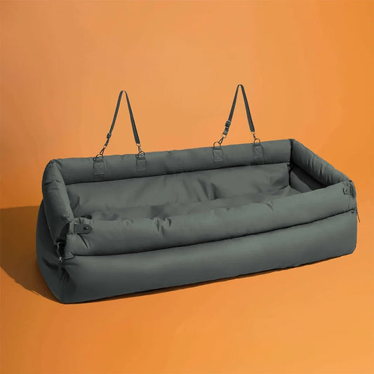 Panier chien pour voiture de grande taille rembourré moelleux de couleur noir. Image produit Boutiquechien 