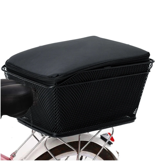 panier pour chien vélo de couleur noir avec in vélo blanc. Image produit Boutiquechien