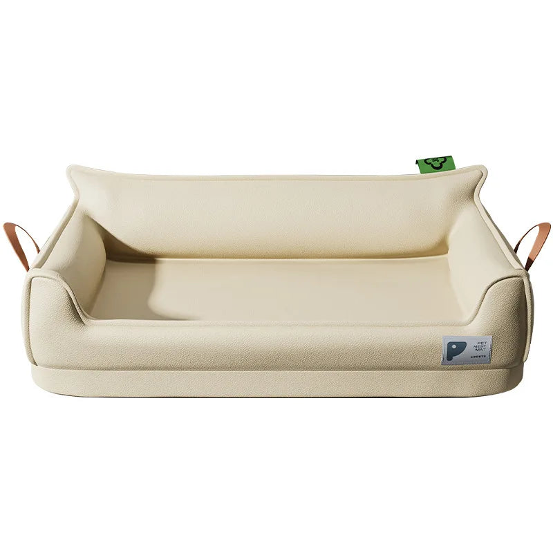 Panier en cuir pour chien blanc