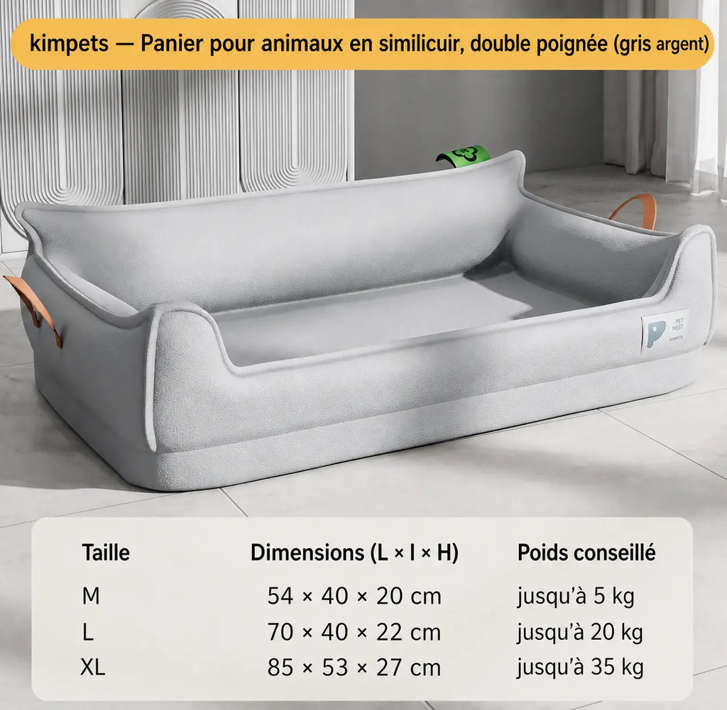 Panier en cuir pour chien tailles du produit 