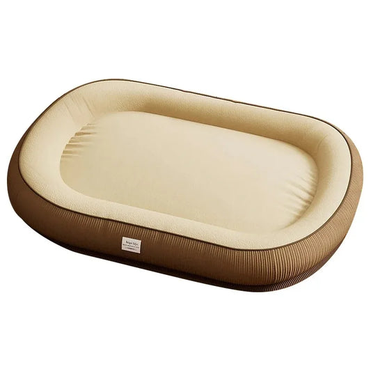 Panier pour chien xxl pour grand et gros chien. Le panier est rembourré et parfait pour l'été avec sa fraîcheur. Image produit boutique chien. De couleur beige et brun pour chien 
