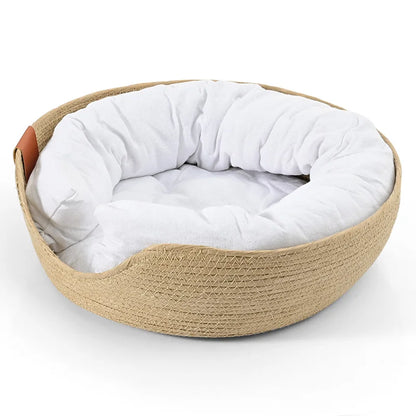 Panier en osier pour chien avec un rembourrage doux de boutiquechien