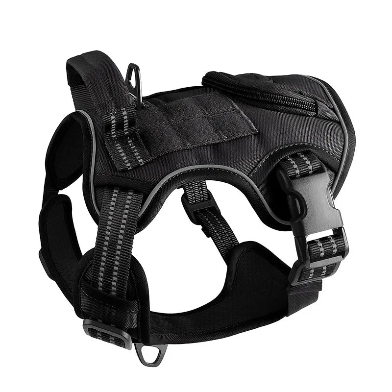 Petit chien harnais de couleur noir résistant et durable avec poignée et rangement. Image produit Boutiquechien