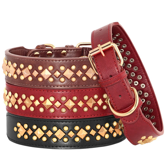 Colliers chiens cuir de couleurs Brun, rouge, noir. Image produit Boutiquechien
