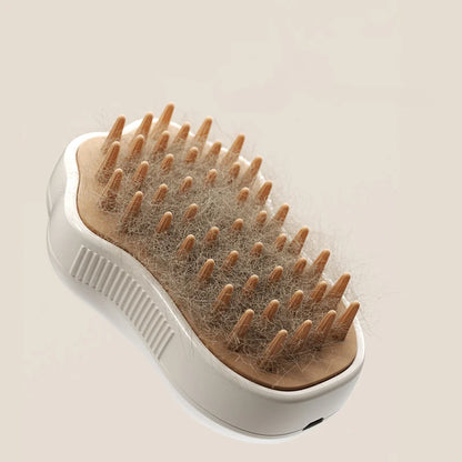 brosser à poil pour chien qui envoie de la vapeur. Brossage efficace et pratique de couleurs brun et blanc. Image produit Boutiquechien