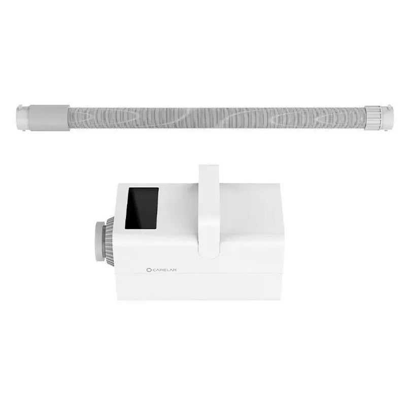 pulseur chien professionnel de couleur blanc avec écran digital. Produit Parfait pour sécher rapidement un chien avec un tuyaut gris. Image produit Boutiquechien