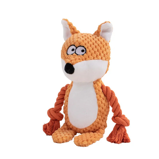 Renard de couleur roux en corde pour chien. Image produit Boutiquechien 