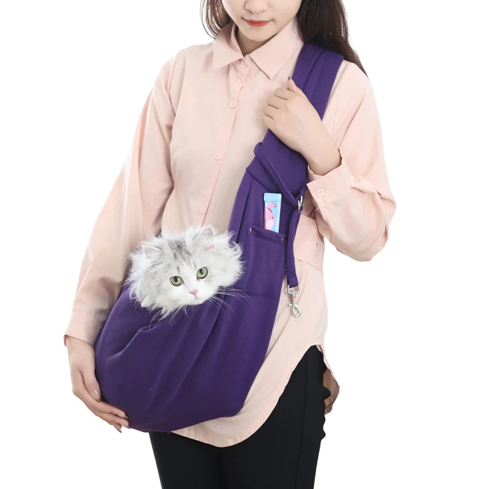 Sac banane pour chien violet avec chat 