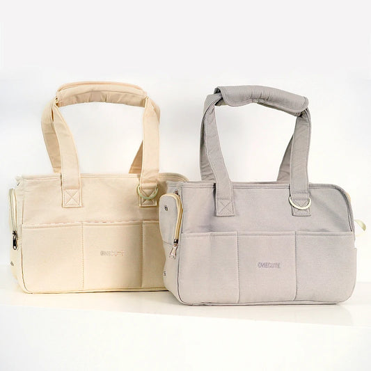 Sac pour transporter petit chien blanc et gris 