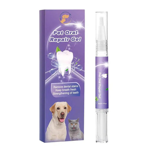 Soin dentaire pour chien de couleur violet et blanc pour les dents d'animaux. Image produit Boutiquechien