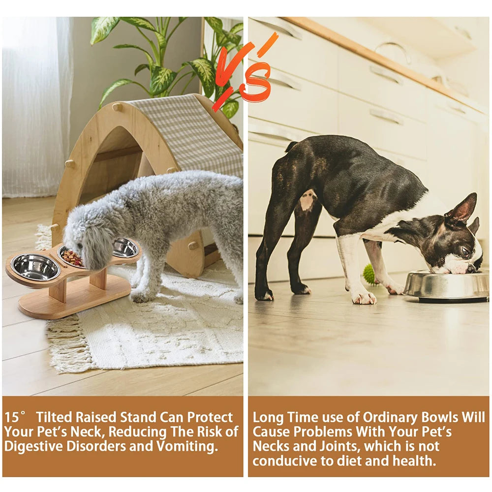 Support gamelle pour chien en bois avantages  Image