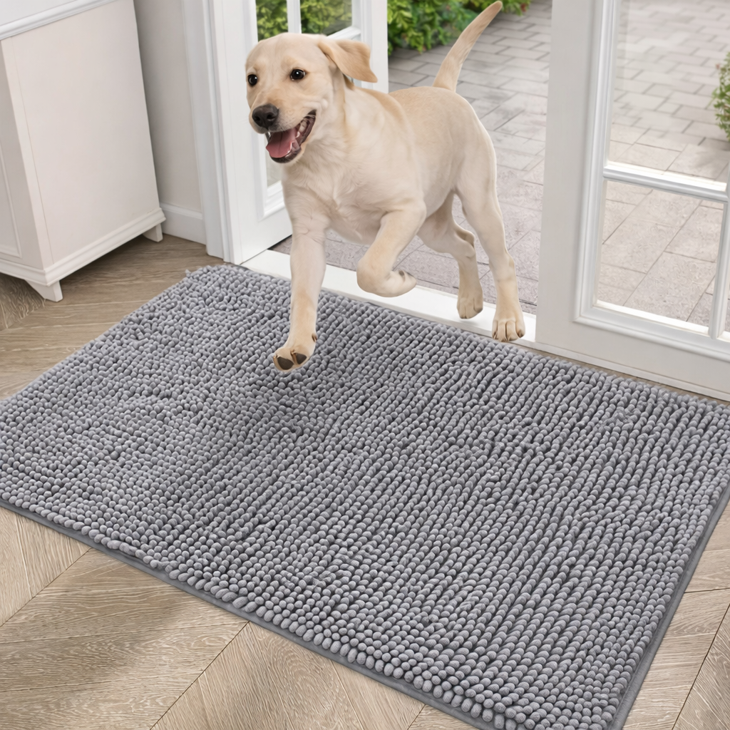 Tapis absorbant pour pattes de chien dans un hall d'entre 