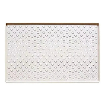Tapis antiderapant gamelle chien de couleur blanc avec des pattes 