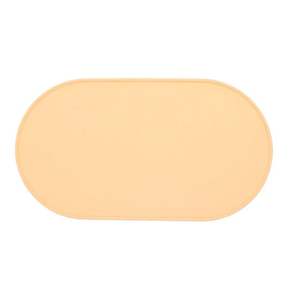 Tapis beige pour gamelle chien de couleur beige avec rebord