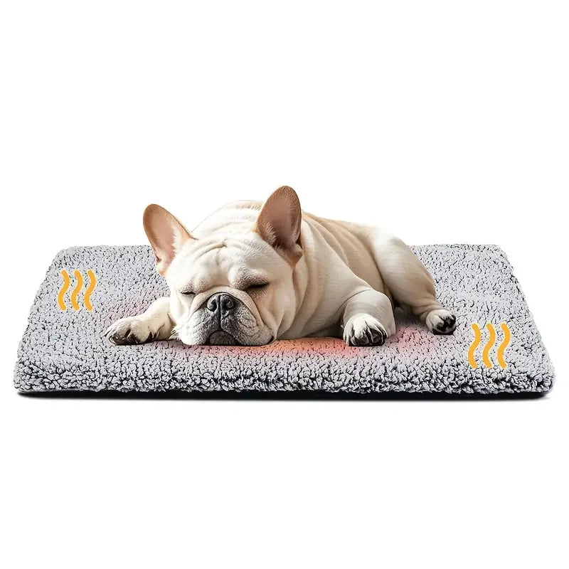 Tapis chauffant chien exterieur avec un buldog