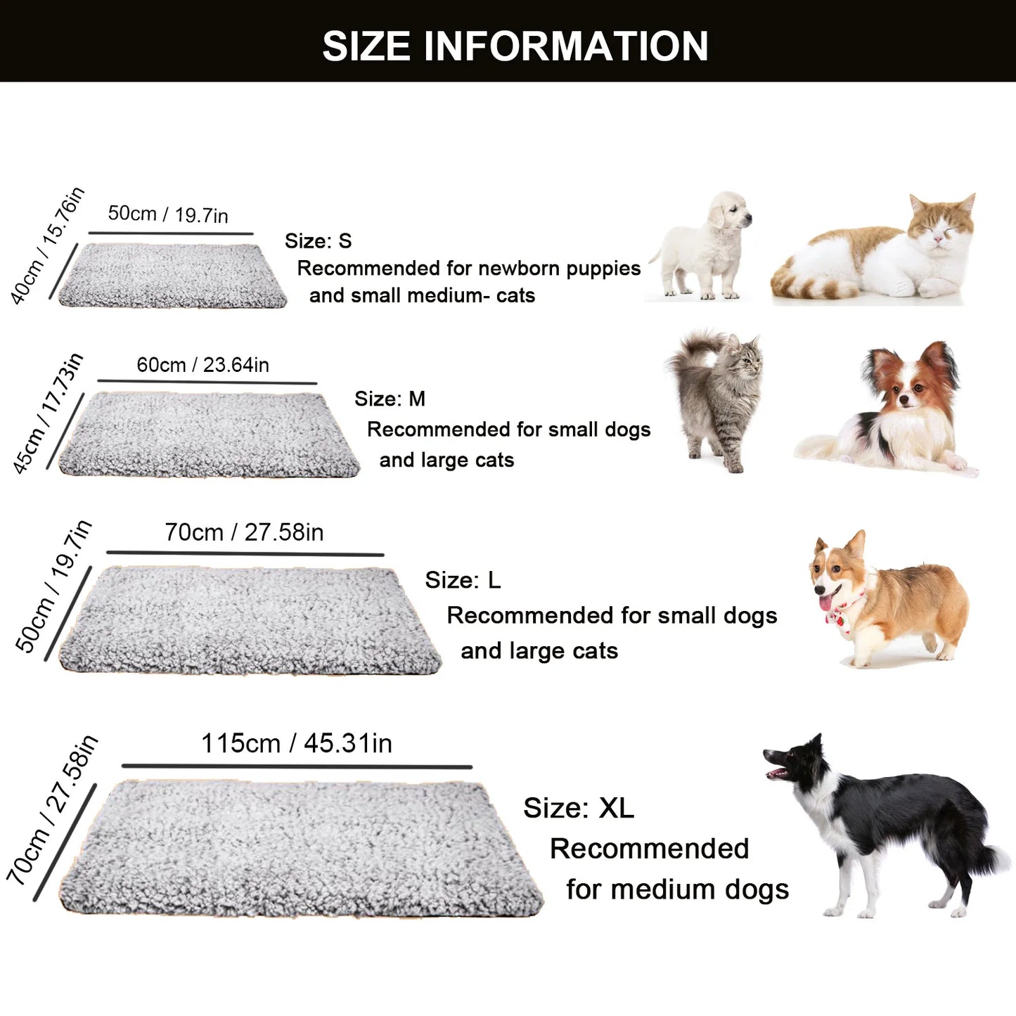 Tapis chauffant chien grande taille dimensions