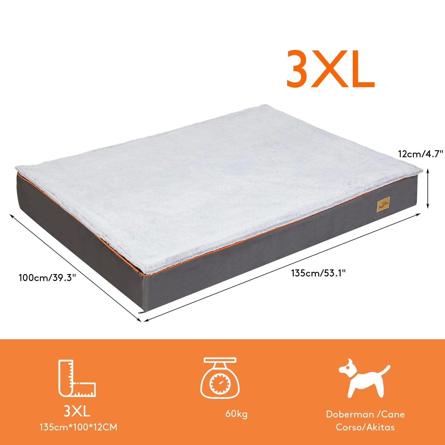 tapis orthopédique pour grand chien de tailles 3XL. Image produit Boutiquechien