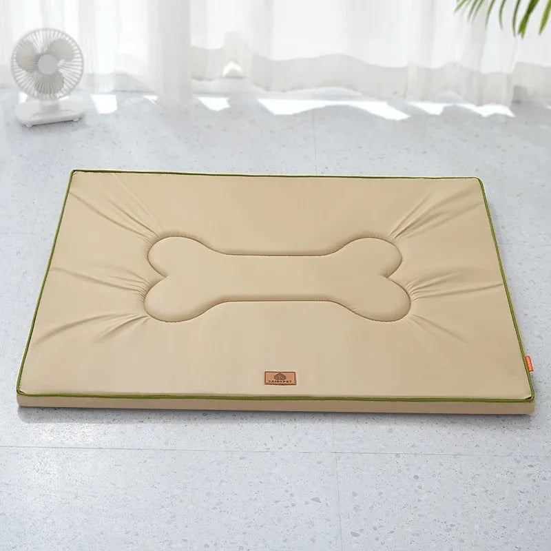 Tapis chien exterieur beige dans un salon claire 