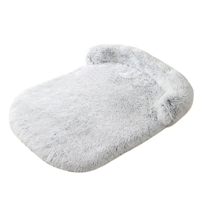 tapis chien de couleur blanc et foncé claire avec oreiller en forme de boudin. Image produit Boutiquechien