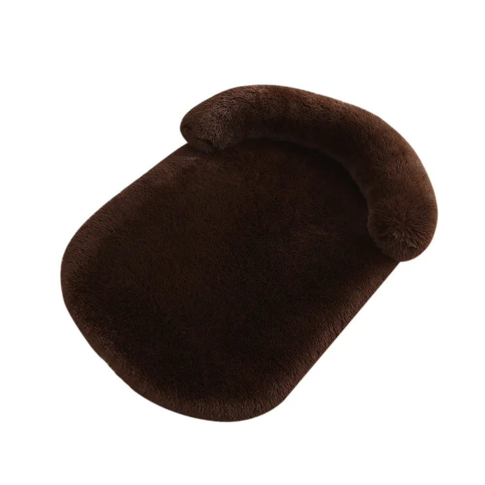 tapis chien de couleur marron avec oreiller en forme de boudin. Image produit Boutiquechien