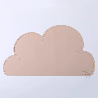 Tapis gamelle chien design en forme de nuage beige 