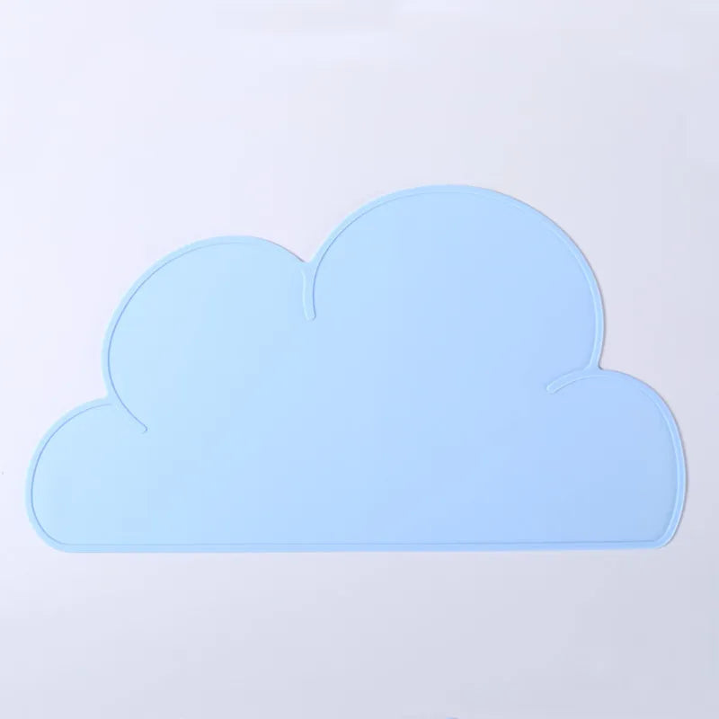 Tapis gamelle chien design en forme de nuage bleu claire