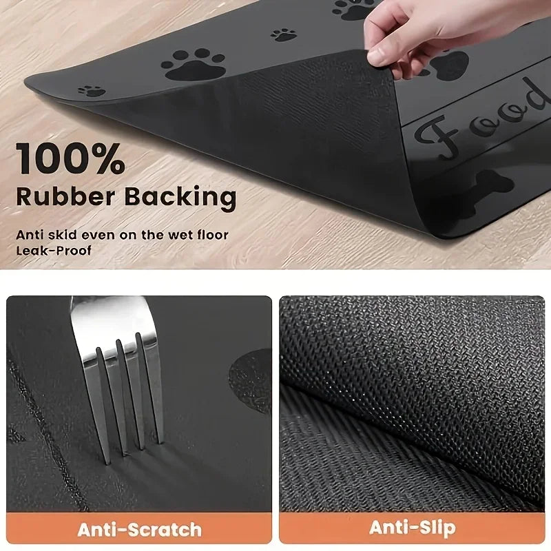 Tapis sous gamelle chien derapant 