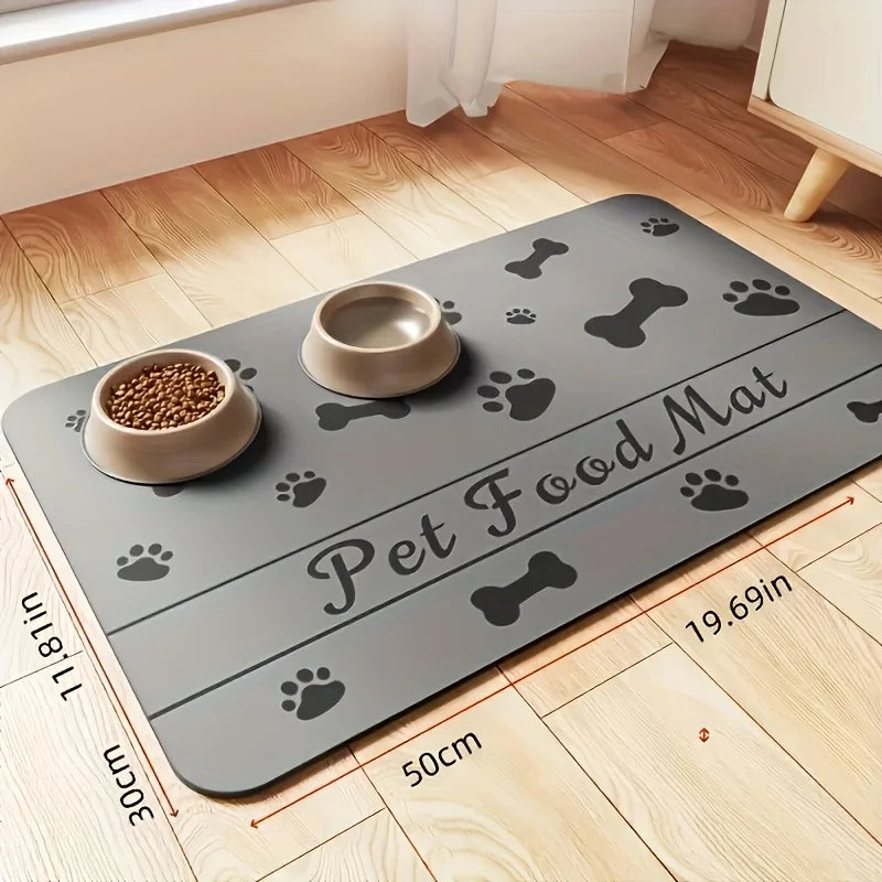 Tapis sous gamelle chien gris tailles