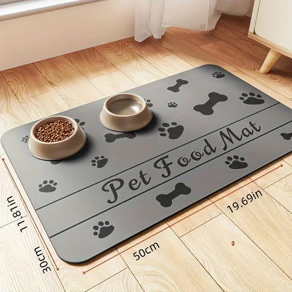 Tapis sous gamelle chien gris tailles