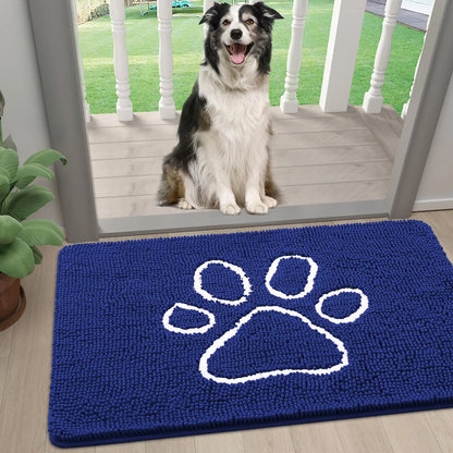Tapis super absorbant pattes chien bleu