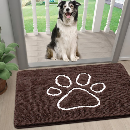 Tapis super absorbant pattes chien brun fonce