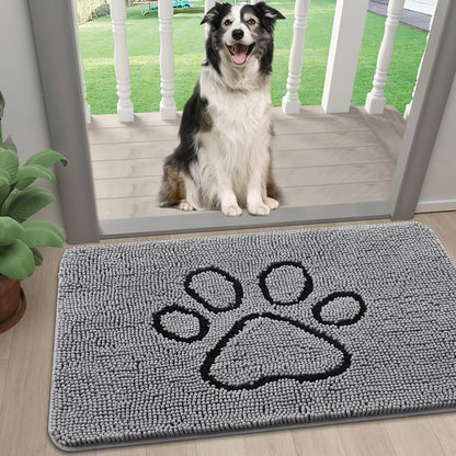 Tapis super absorbant pattes chien gris claire 