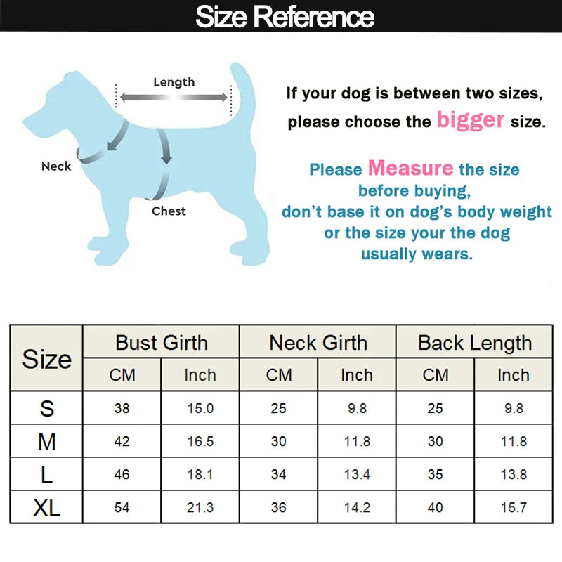 Toutes les tailles de l'imper pour chien dans un tableau des tailles détaillés. Image produit Boutiquechien