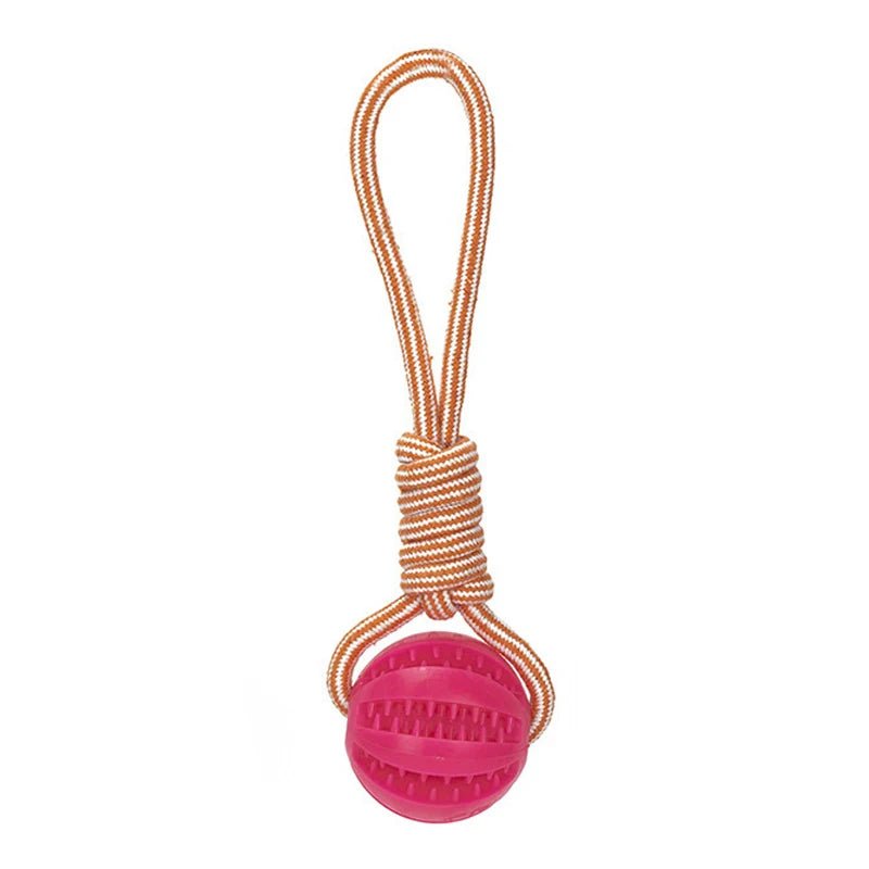 jouet chien de couleur rose à corde. Image produit Boutiquechien