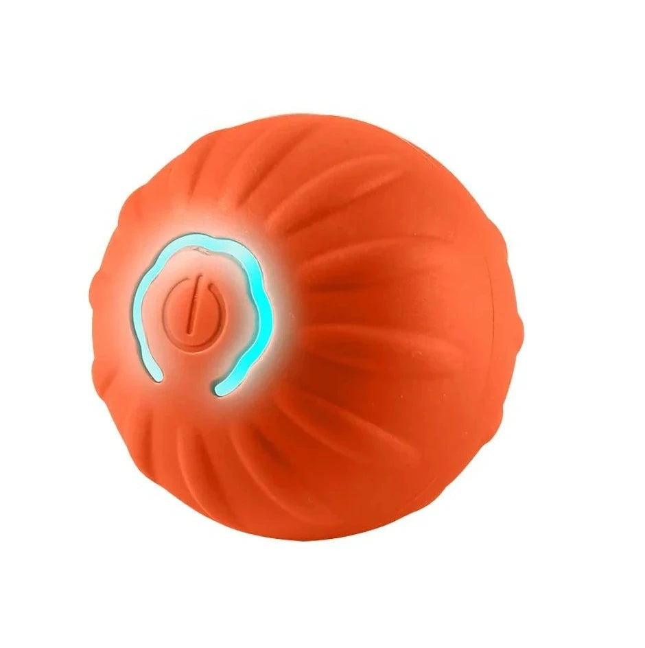 balle interactive pour chiot et chien de couleur orange. Livré avec câble usb-c. Image produit Boutiquechien